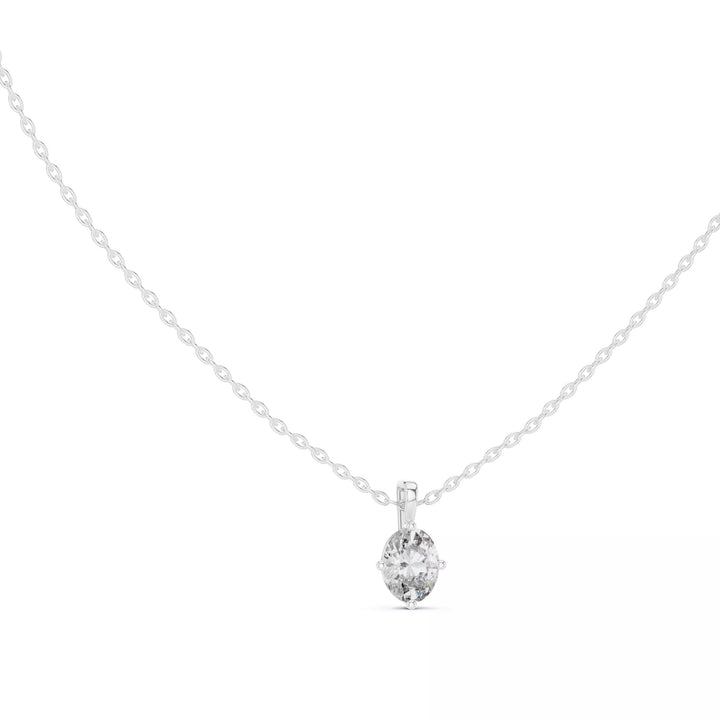 Oval Cut Diamond Solitaire Pendant Necklace