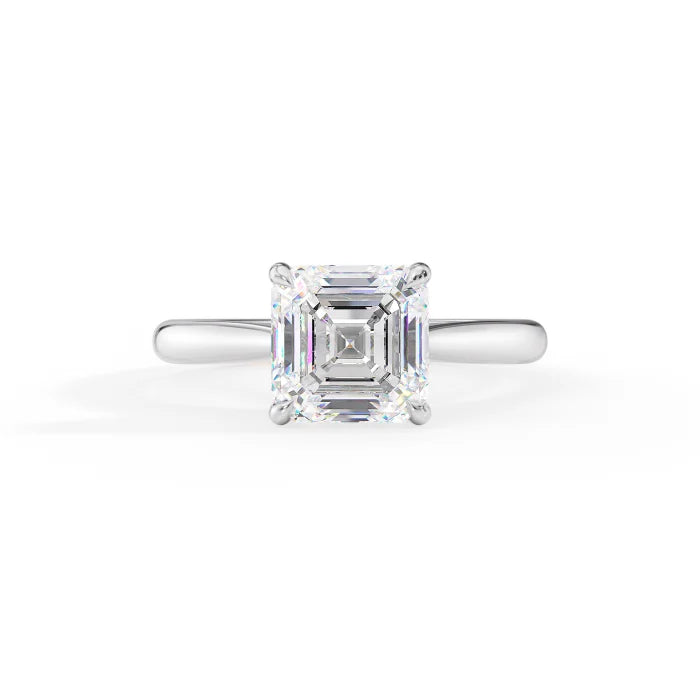 Asscher Cut Cathedral Engagement Ring Classic Four Prong Setting