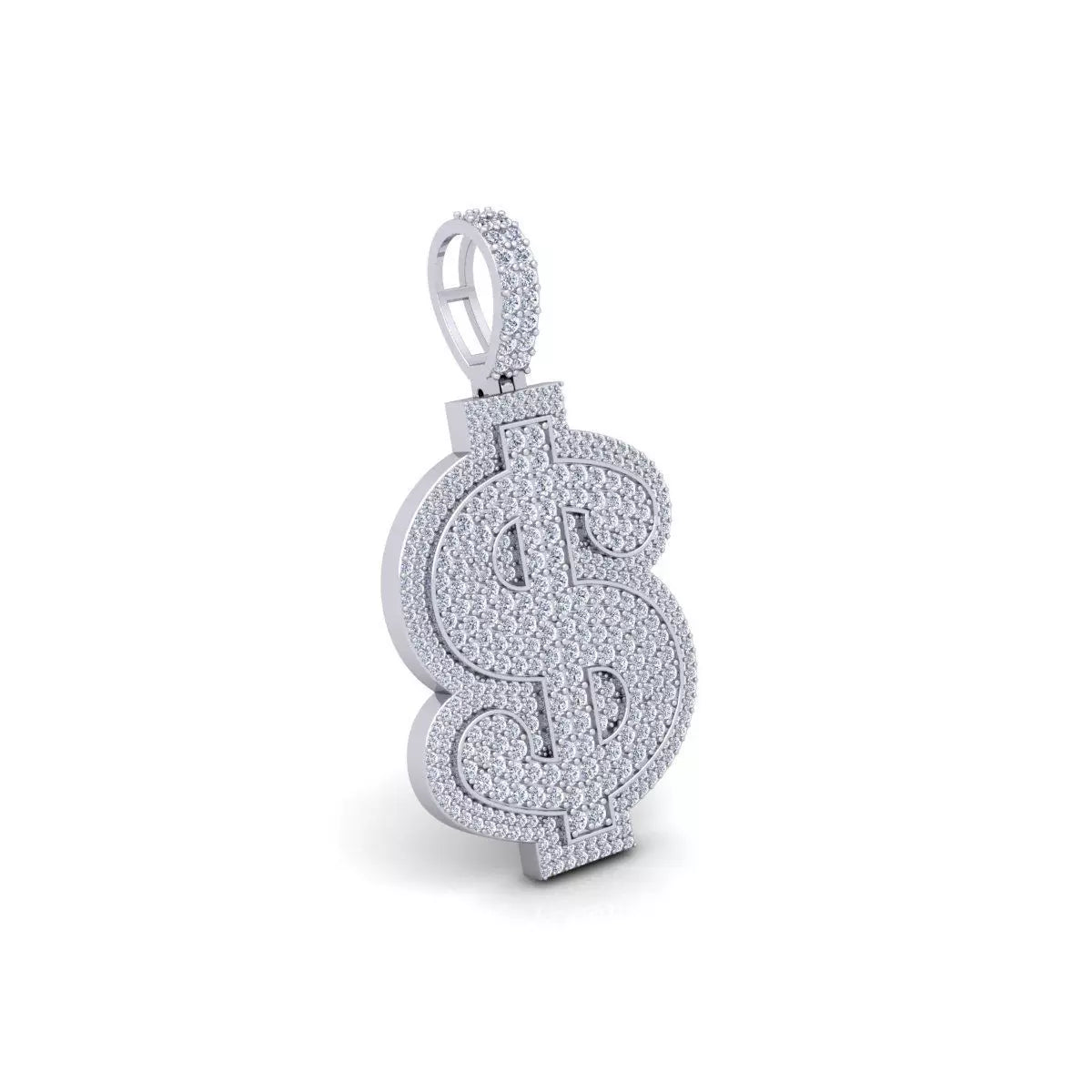 Iced Dollar Sign Diamond Pendant