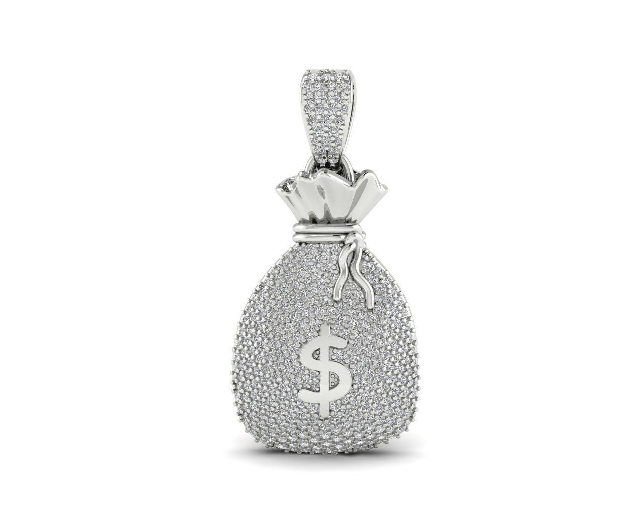 Iced Dollar Money Bag Diamond Pendant