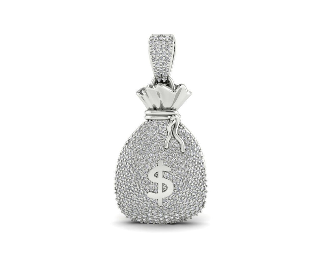 Iced Dollar Money Bag Diamond Pendant
