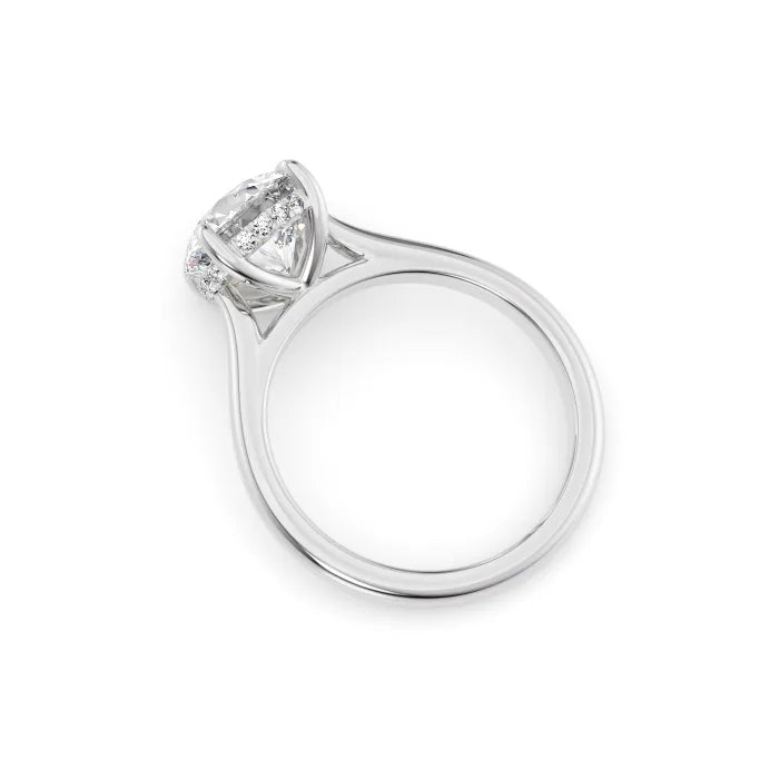 Round Cut Diamond Hidden Halo Cathedral Ring