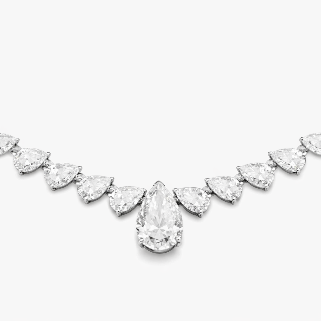 Pear Cut Diamond Tennis Necklace Elegant Bridal Jewelry Gift