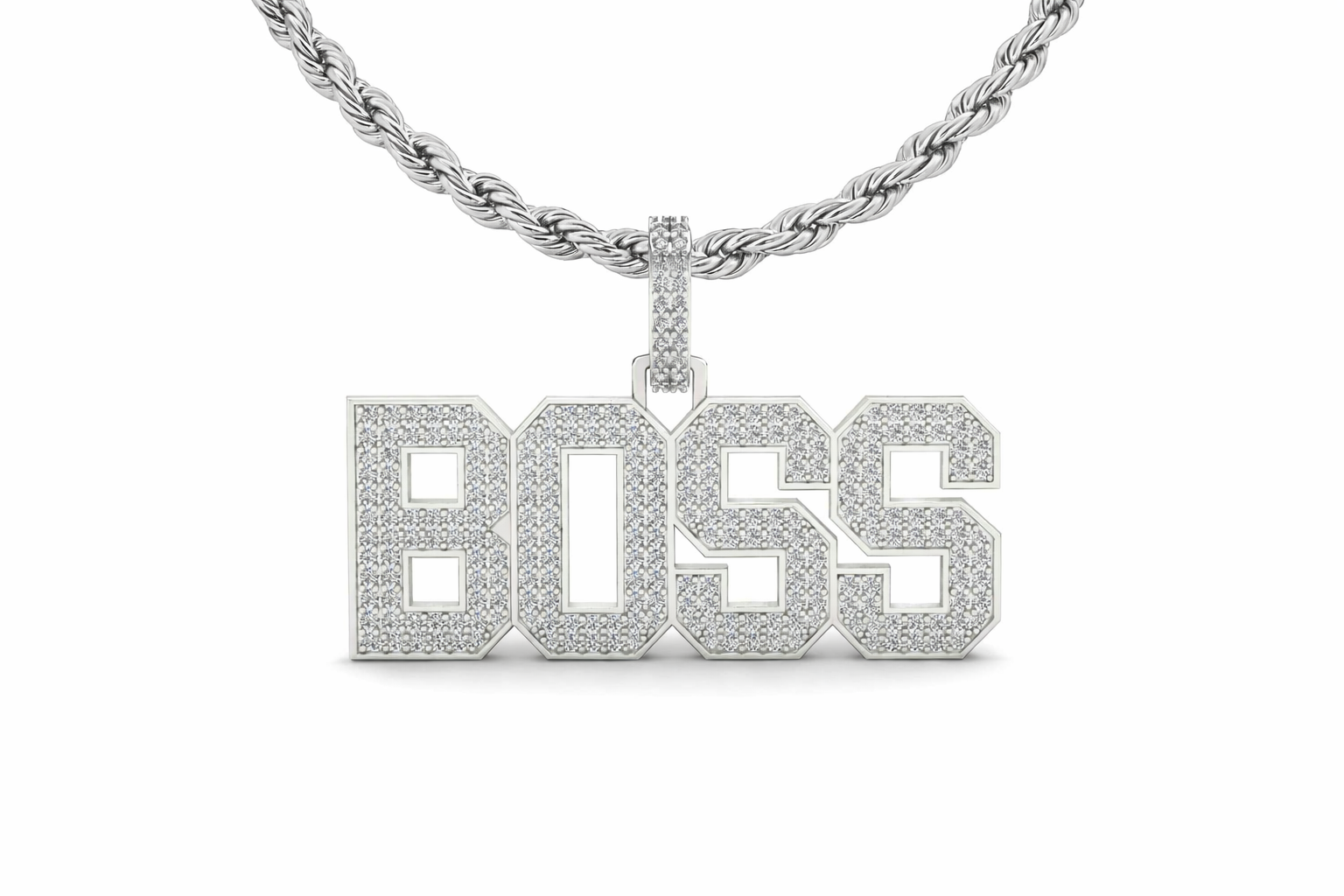 BOSS Iced Diamond Pendant – Luxury Hip Hop Style