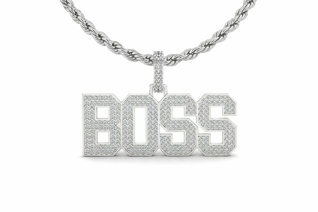 BOSS Iced Diamond Pendant – Luxury Hip Hop Style