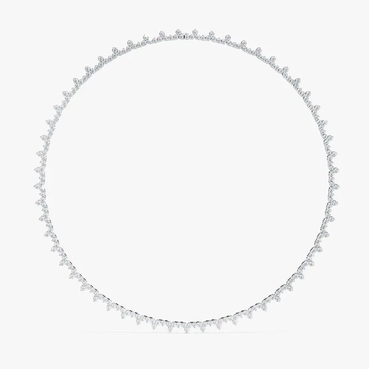 Round Diamond Three Prong Tennis Necklace for Women