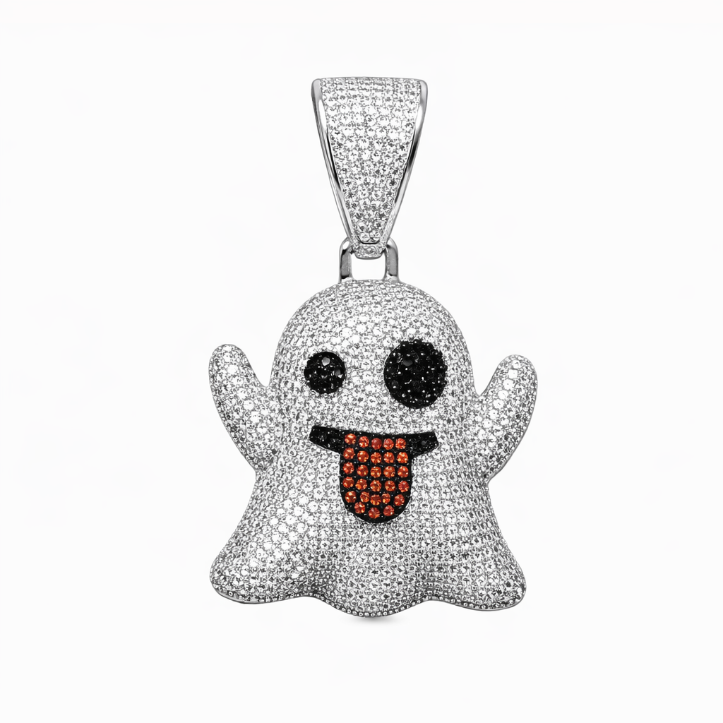 Cartoon Ghost Statement Pendant Hip Hop Silver jewelry
