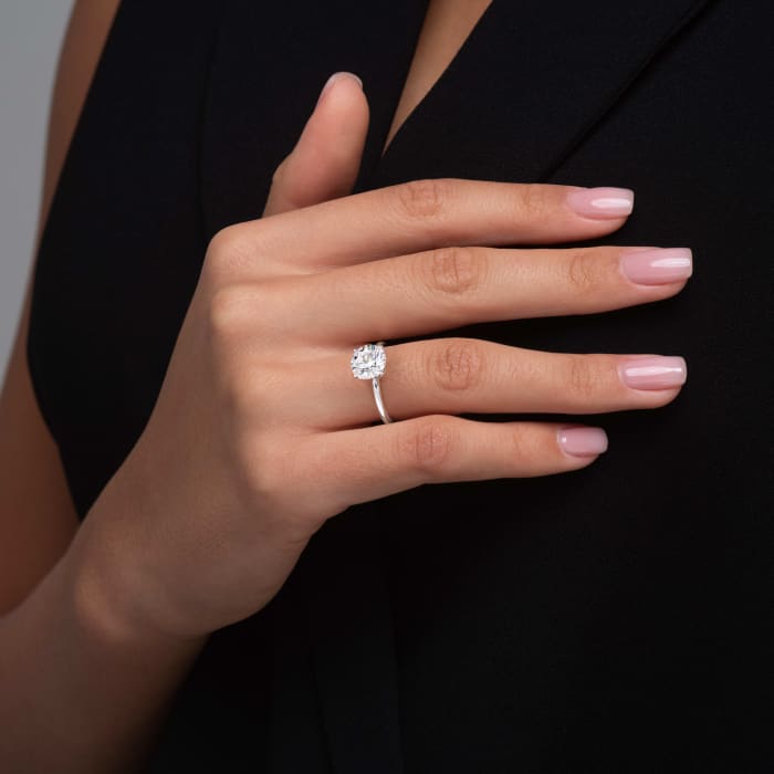 Round Cut Moissanite Solitaire Engagement Ring 14K White Gold