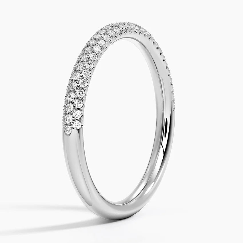 Round Diamond Pave Half Eternity Wedding Band Ring