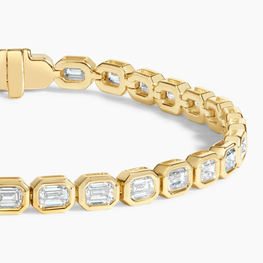 Emerald Cut Bezel Set Diamond Tennis Bracelet For Women Luxury