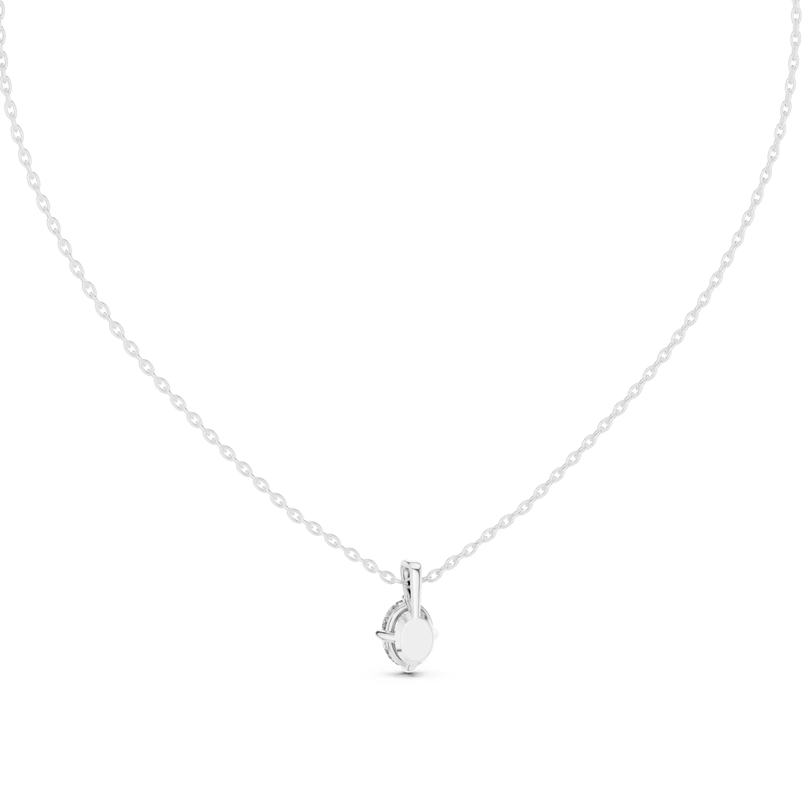 Oval Cut Diamond Solitaire Pendant Necklace