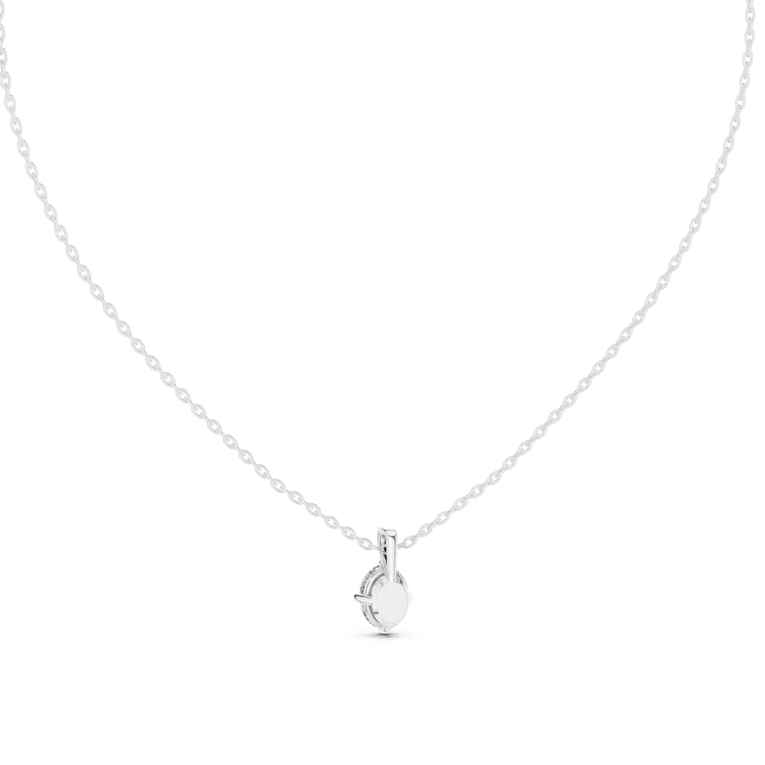 Oval Cut Diamond Solitaire Pendant Necklace