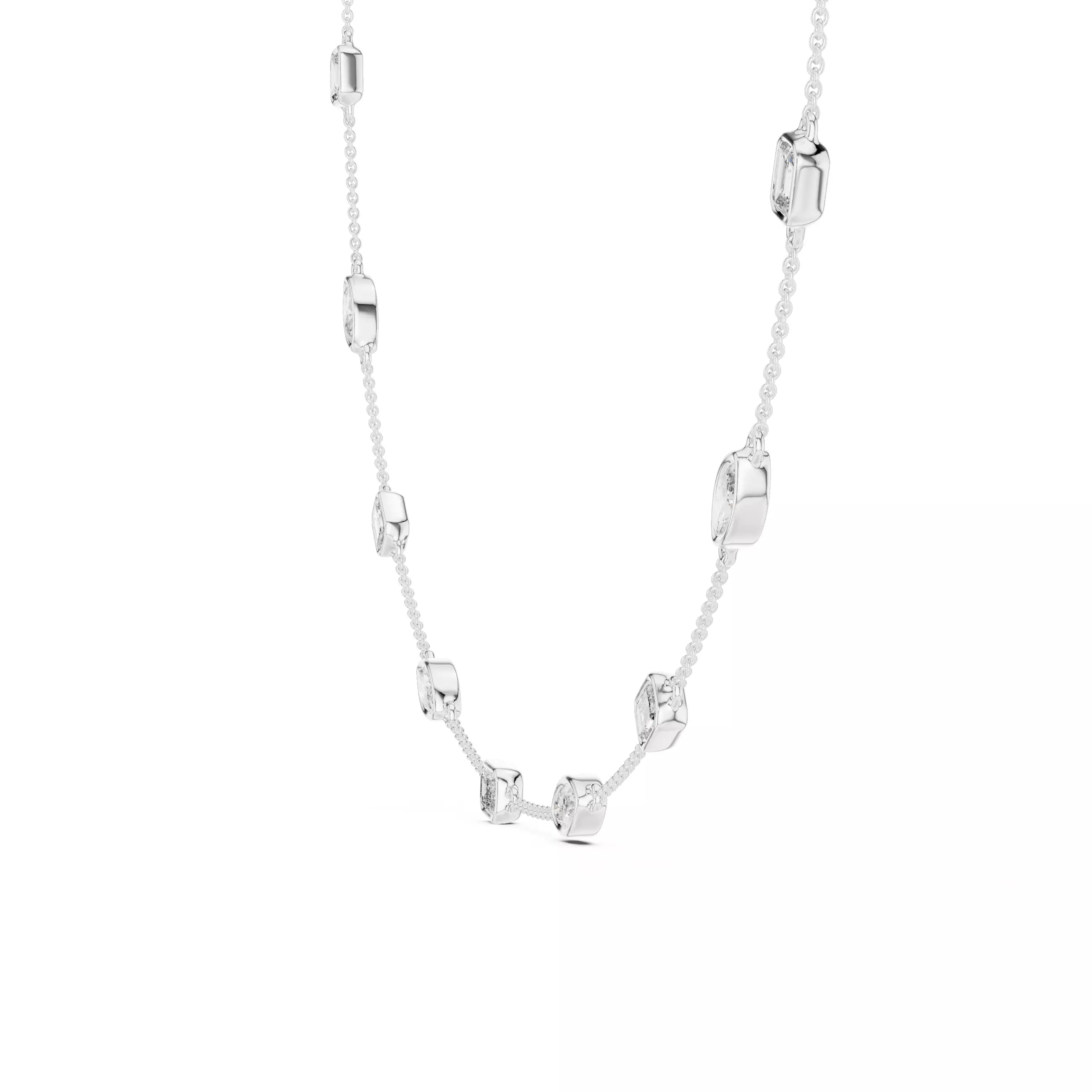 Multi Shape Diamond Bezel Station Necklace