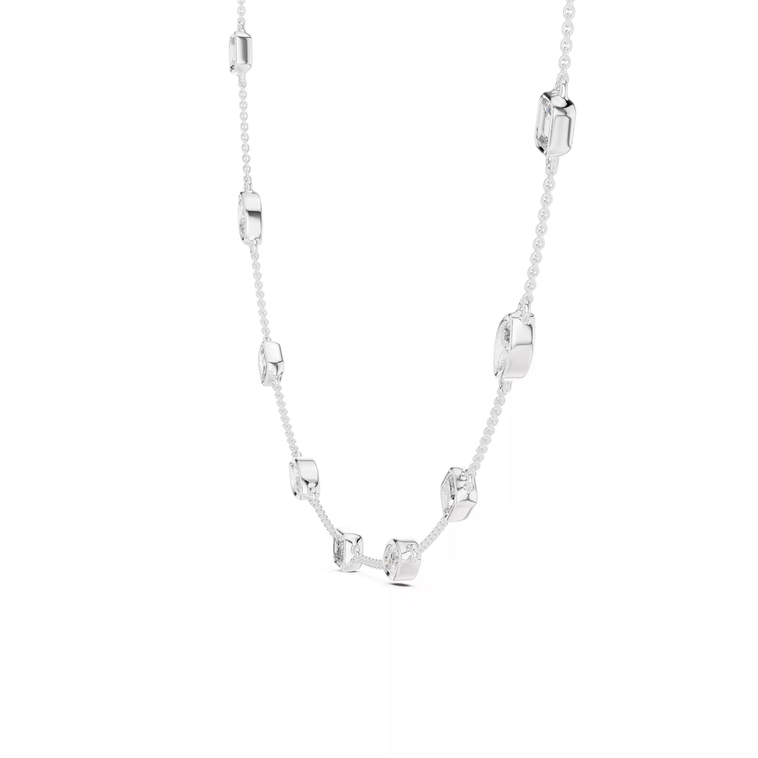 Multi Shape Diamond Bezel Station Necklace
