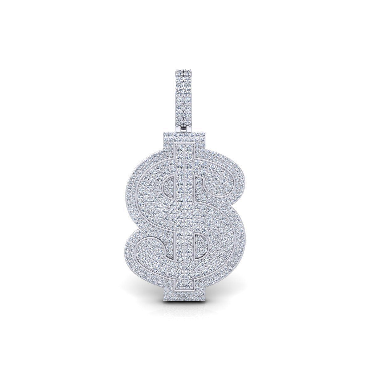Iced Dollar Sign Diamond Pendant