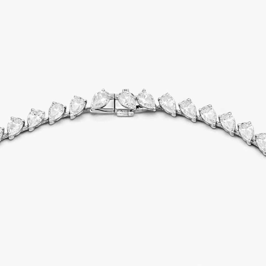 Pear Cut Diamond Tennis Necklace Elegant Bridal Jewelry Gift