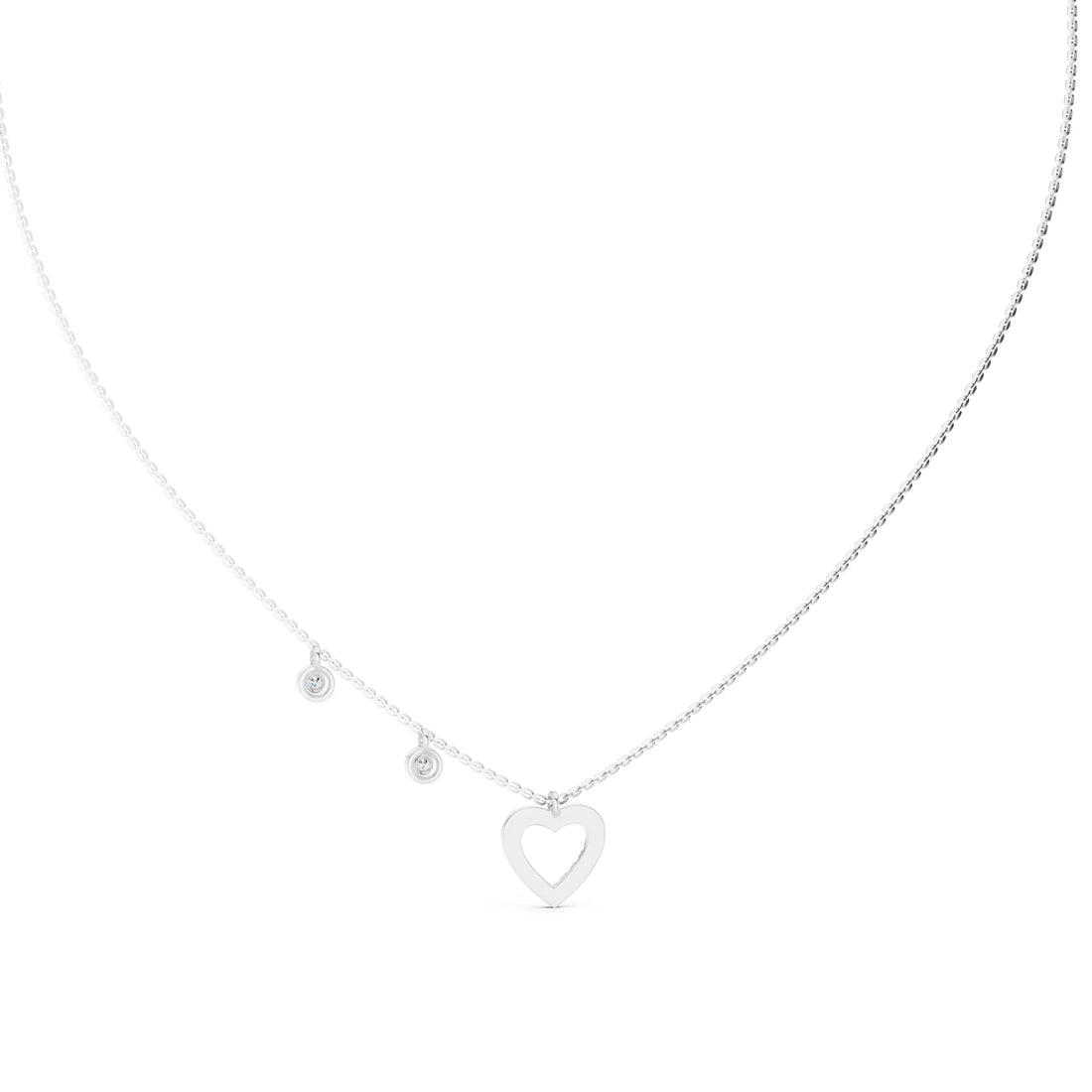 Round Diamond Heart Shape Pendant Necklace With Dangle Charms