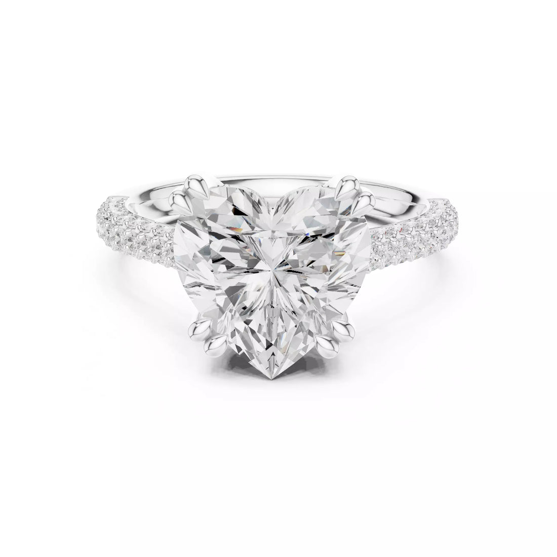 Heart cut Diamond Hidden Halo Pave Setting Engagement Ring