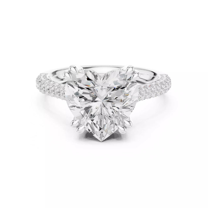 Heart cut Diamond Hidden Halo Pave Setting Engagement Ring