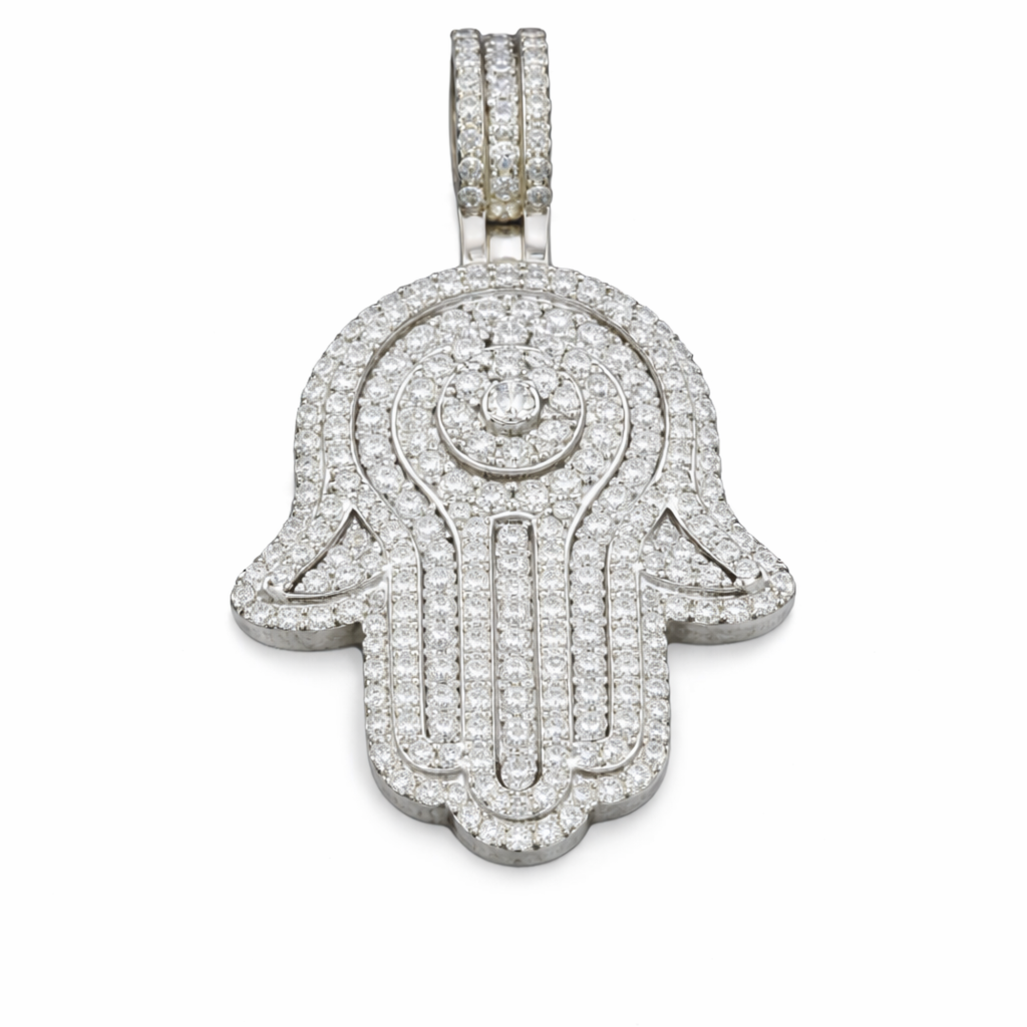 Hamsa Hand Icedout Pendant Protection Hip Hop Pendant