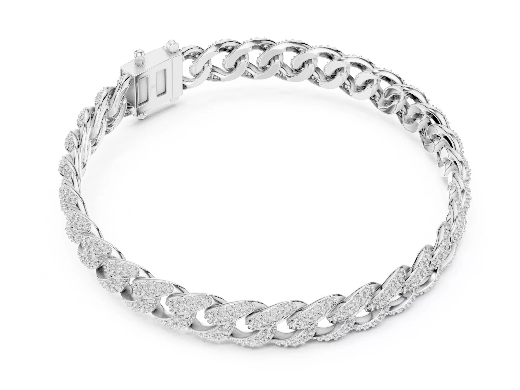 Luxury Iced Cuban Link Bracelet Diamond Statement Jewelry