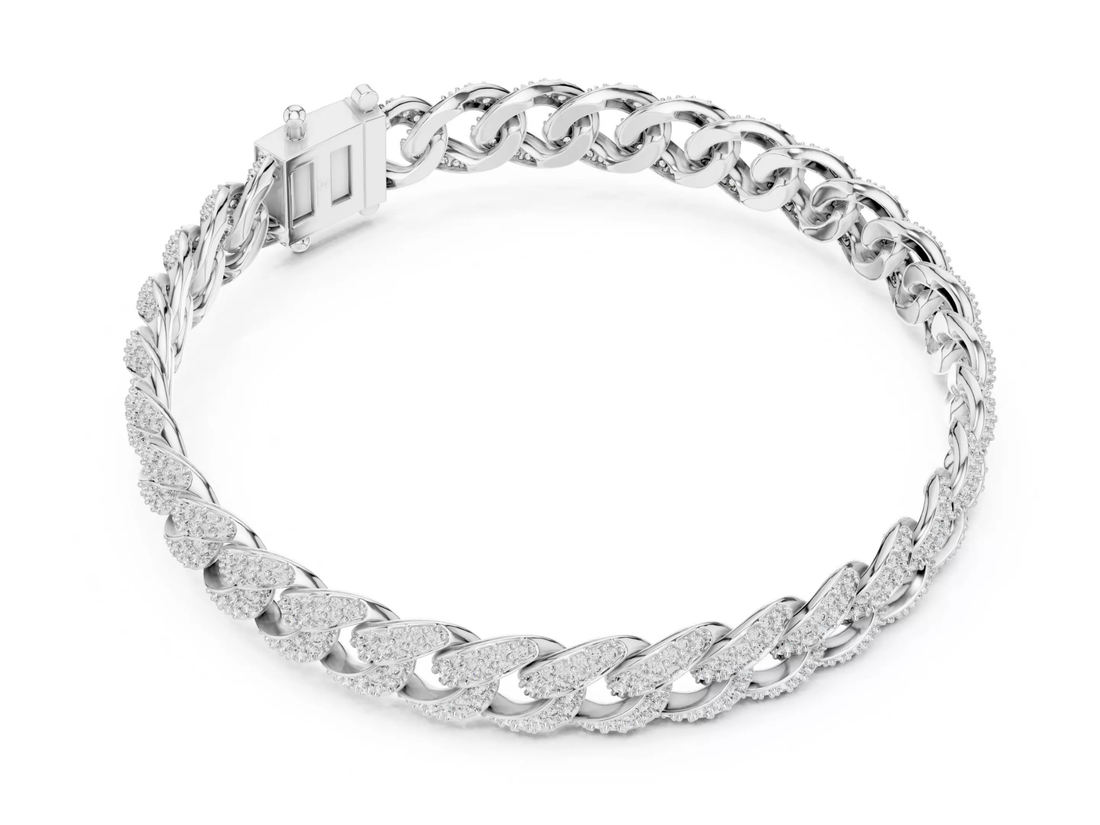 Luxury Iced Cuban Link Bracelet Diamond Statement Jewelry
