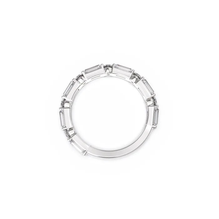 Baguette Round Cut Diamond Half Eternity Wedding Band for Women