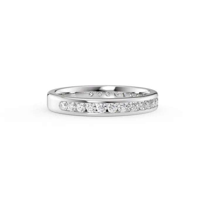Round Diamond Channel Set Eternity Band Ring For Women Wedding Jewelry