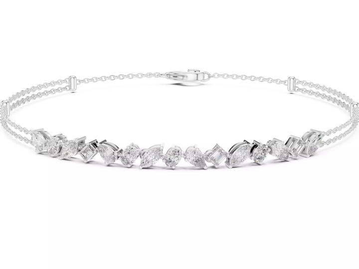 Multi Shape Diamond Bar Chain Bracelet Fine Jewelry