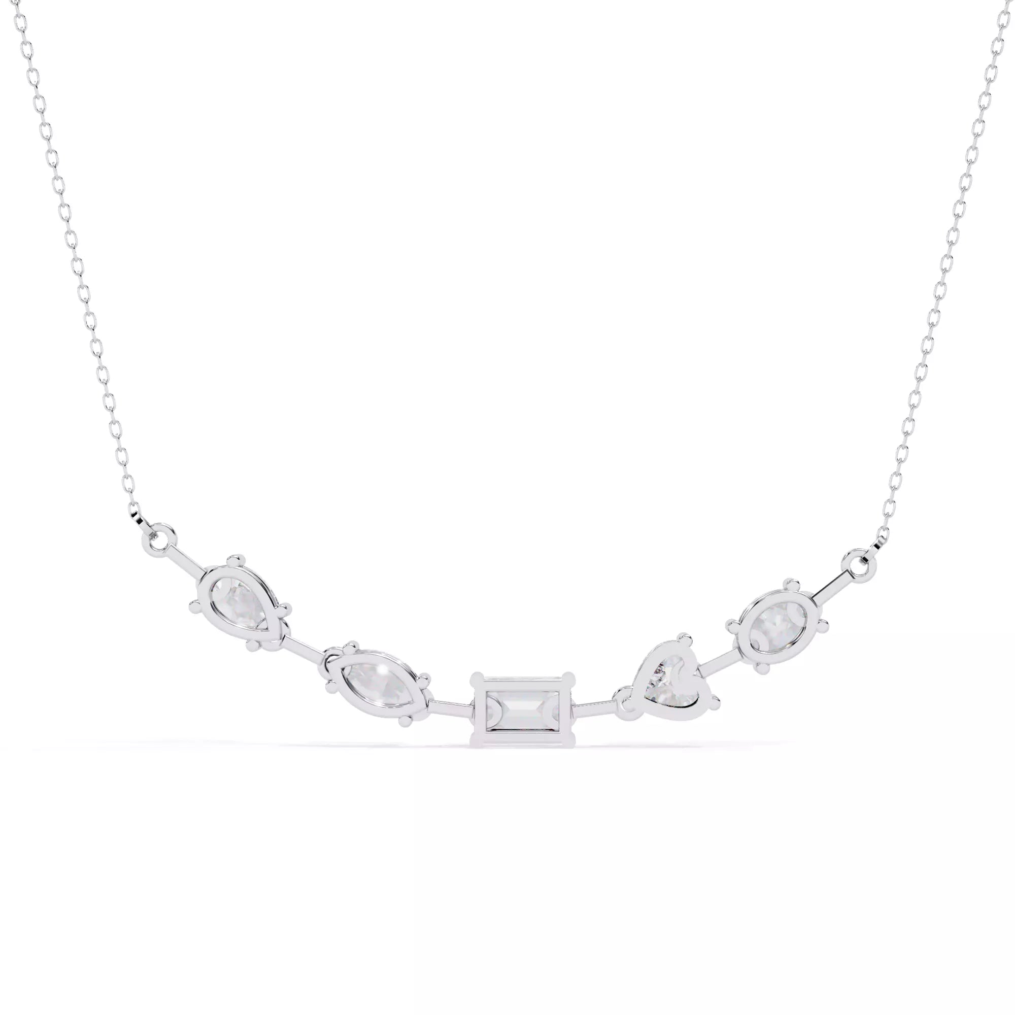 Multi Shape Diamond Station Necklace For Women