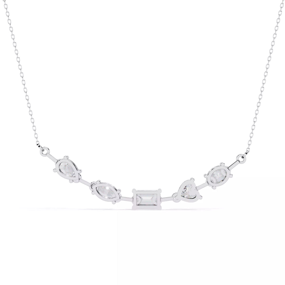 Multi Shape Diamond Station Necklace For Women