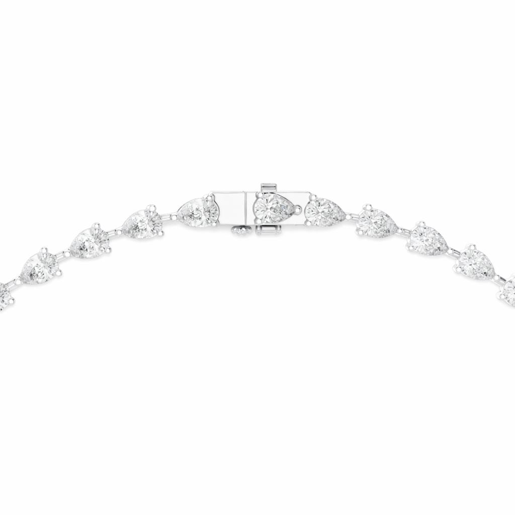 Pear Shape Diamond Drop Tennis Necklace