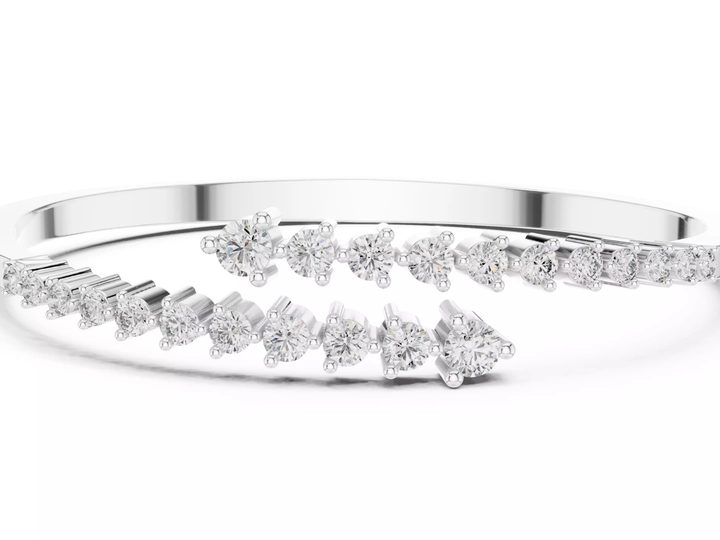 Round Cut Diamond Bangle Bracelet Modern Luxury Jewelry