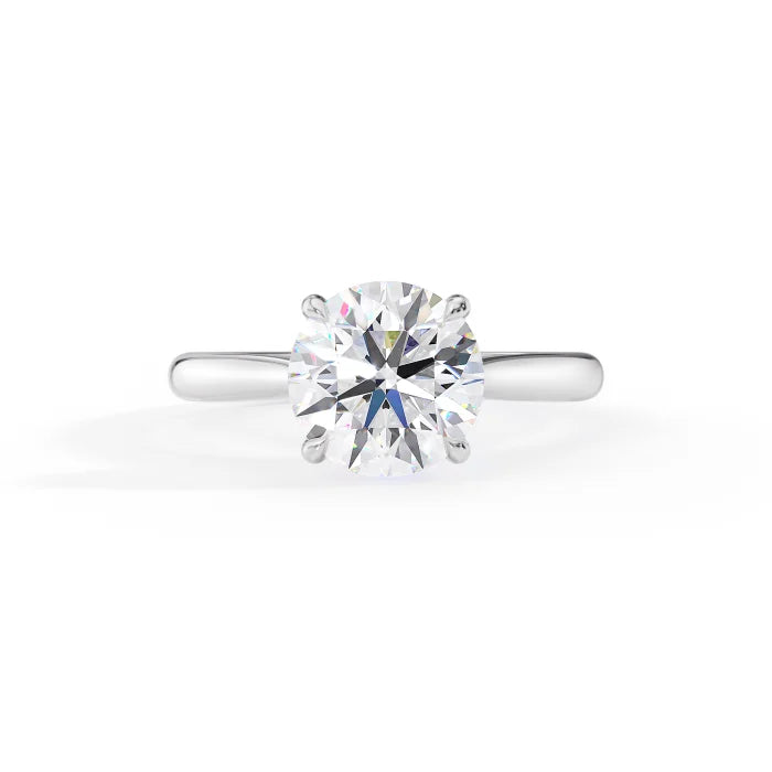 Round Cut Diamond Hidden Halo Cathedral Ring