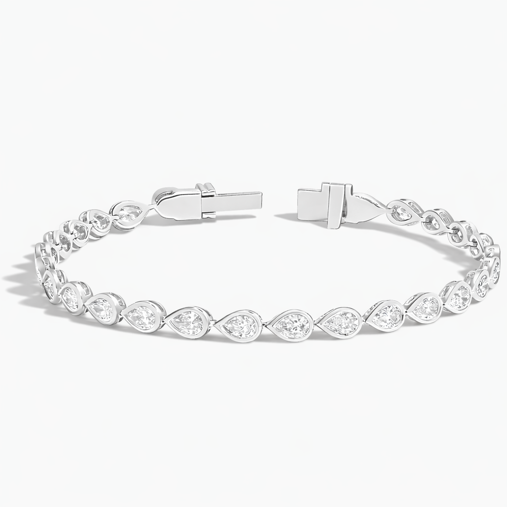 Pear Shape Diamond Bezel Set Tennis Bracelet For Women
