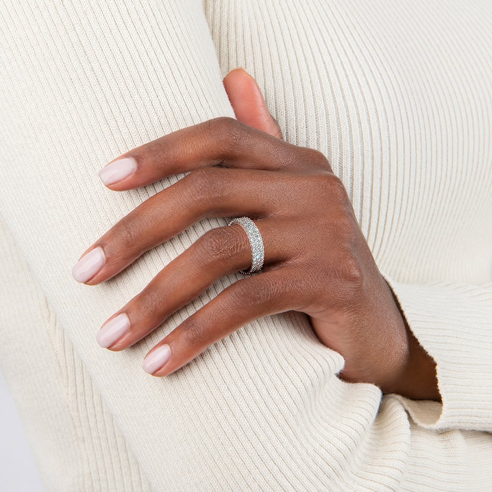 Luxury Pave Diamond Eternity Wedding Band Ring for Women