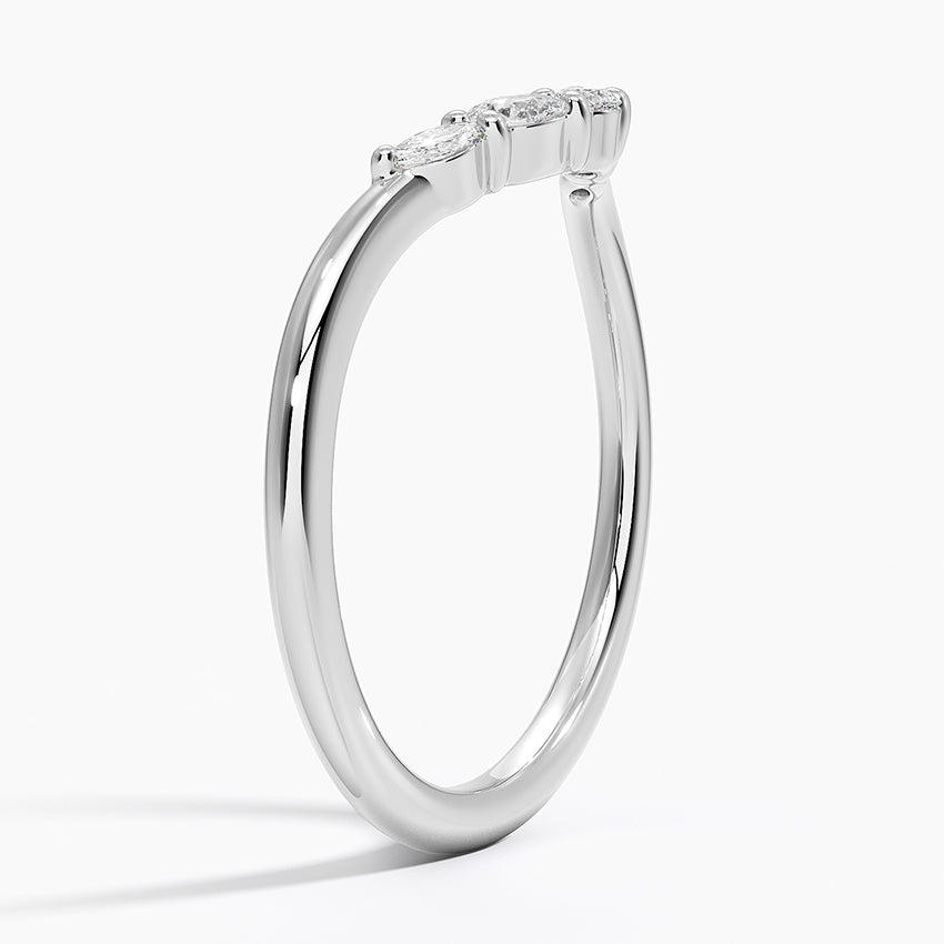 Elegant V Shape Diamond Wedding Band Ring For Women