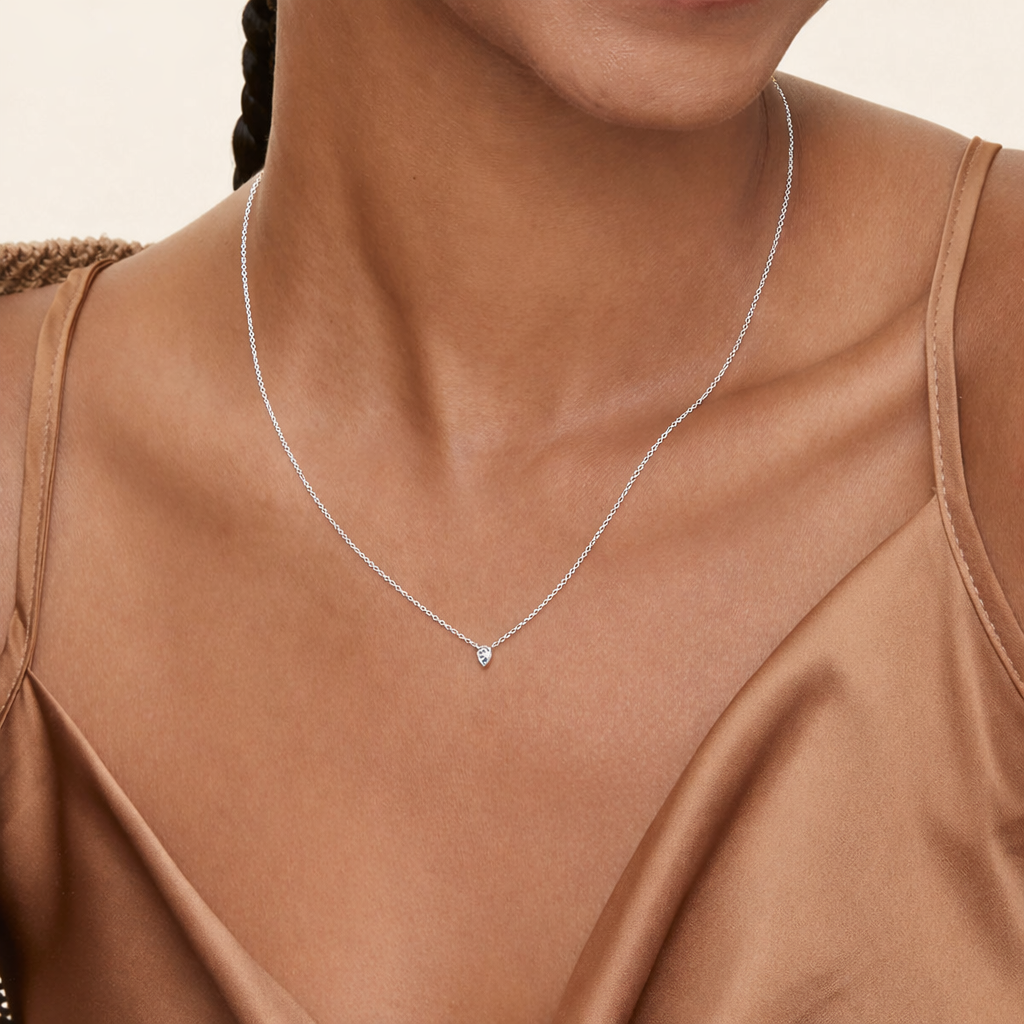 Pear Cut Bezel Solitaire Diamond Necklace