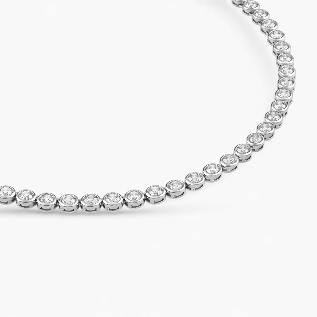 Bezel Set Diamond Tennis Necklace For Men And Women