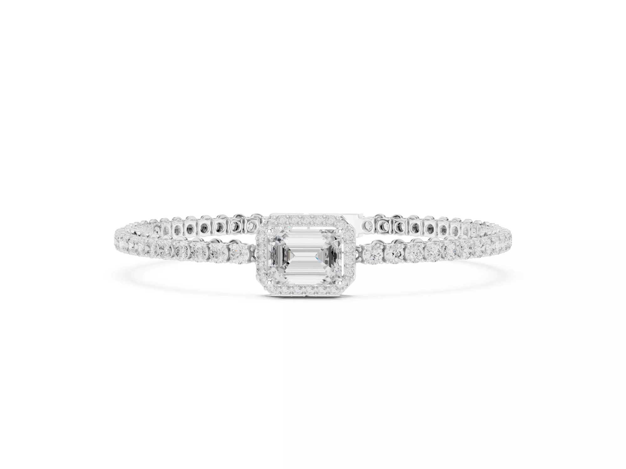 Emerald \ Round Cut Diamond Halo Tennis Bracelet Fine Jewelry