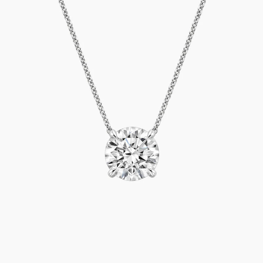 Round Cut Solitaire Diamond Pendant Necklace
