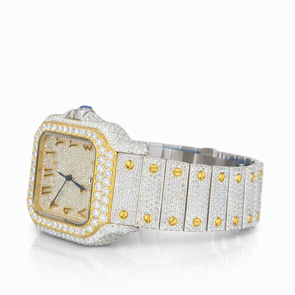 Luxury Iced Out Moissanite Diamond Square Dial Statement Watch