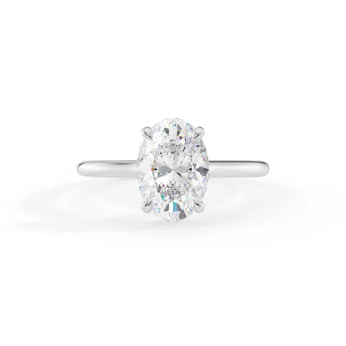 Oval Cut Diamond Hidden Halo Solitaire Engagement Ring