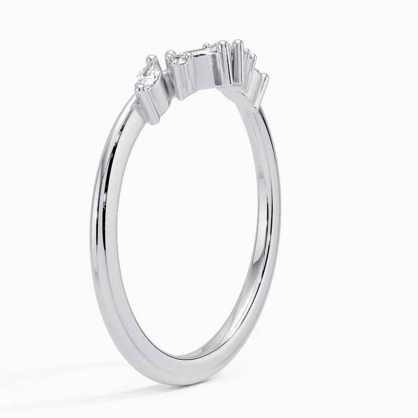 Curved Diamond Wedding Band for Women Elegant Bridal Ring