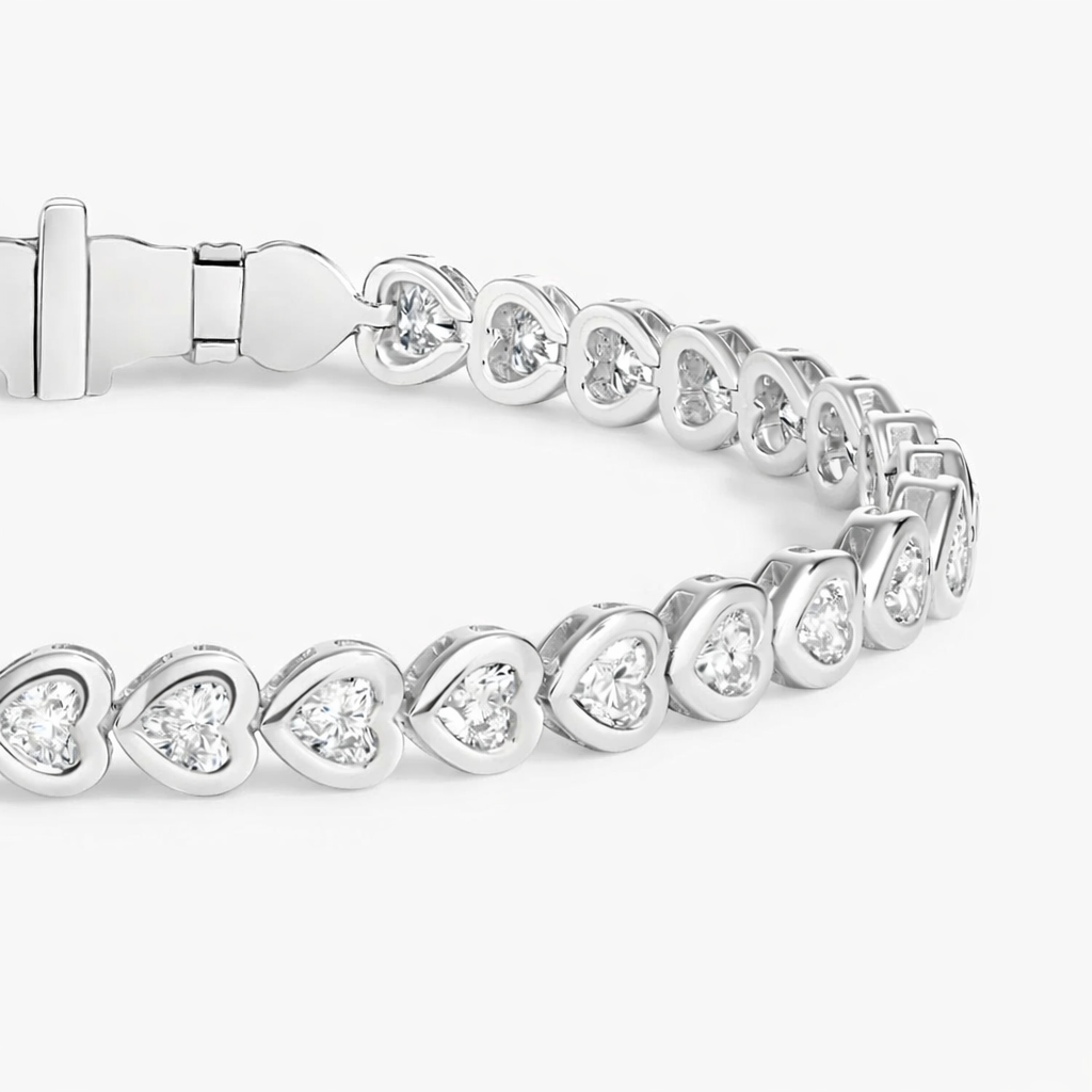 Heart Shape Diamond Bezel Set Tennis Bracelet For Women