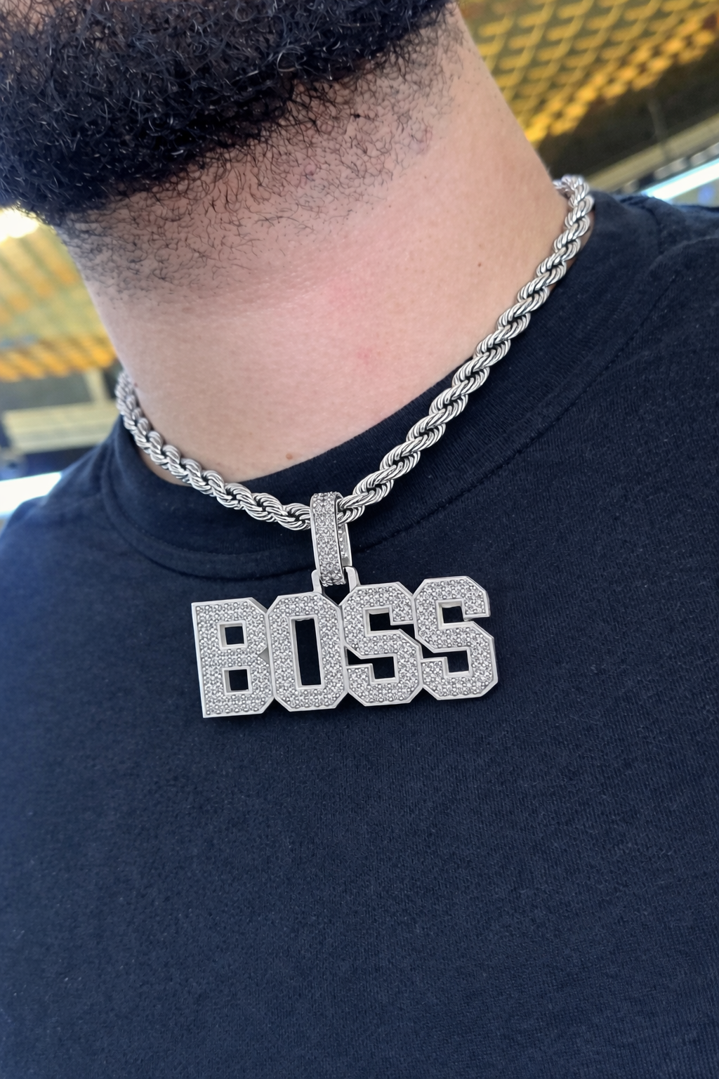 BOSS Iced Diamond Pendant – Luxury Hip Hop Style