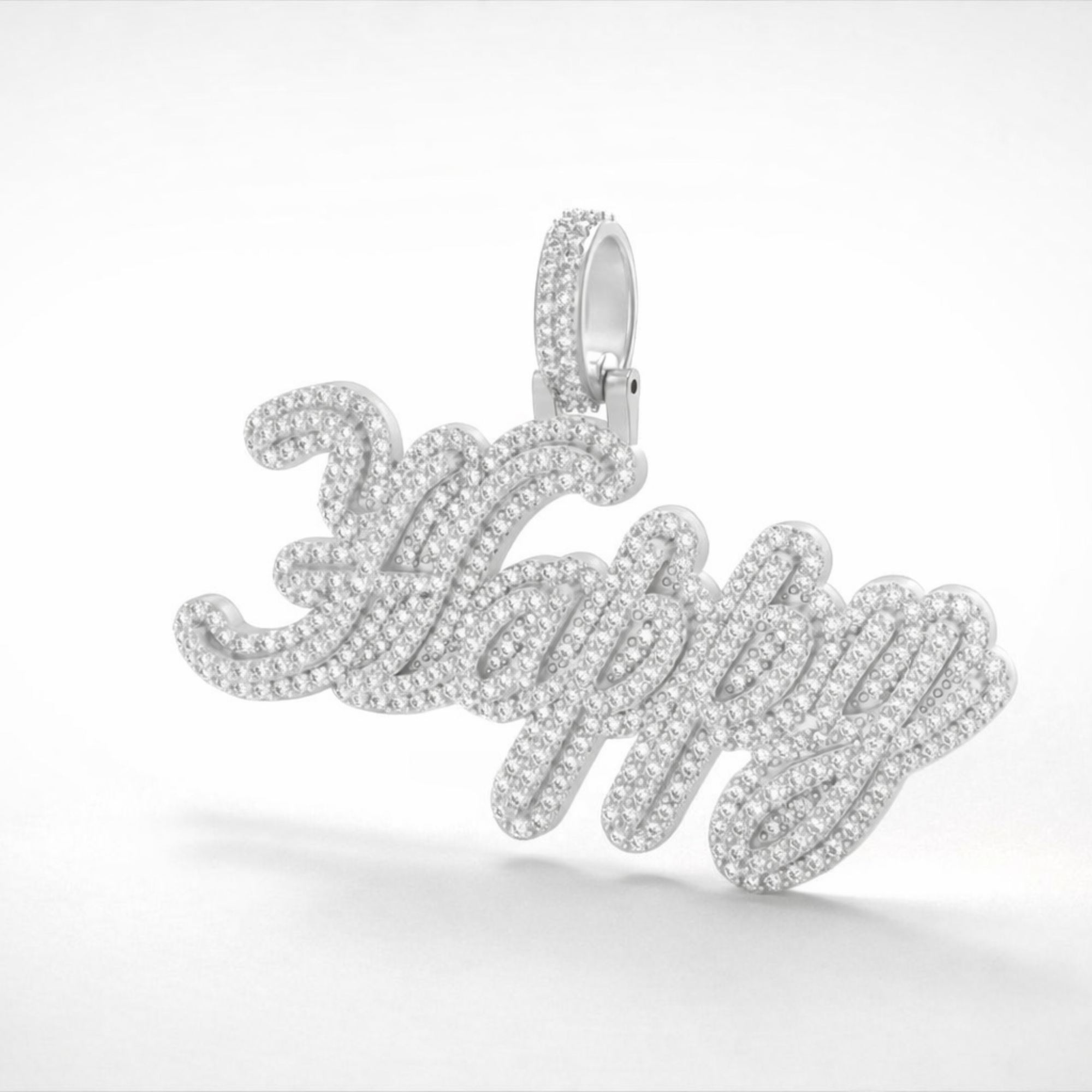 Iced Happy Name Letter Hip Hop Pendant