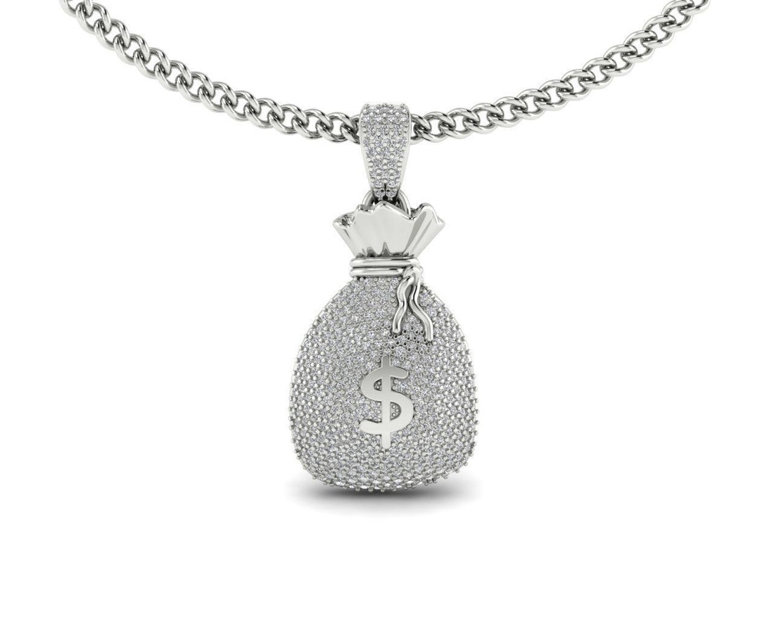 Iced Dollar Money Bag Diamond Pendant