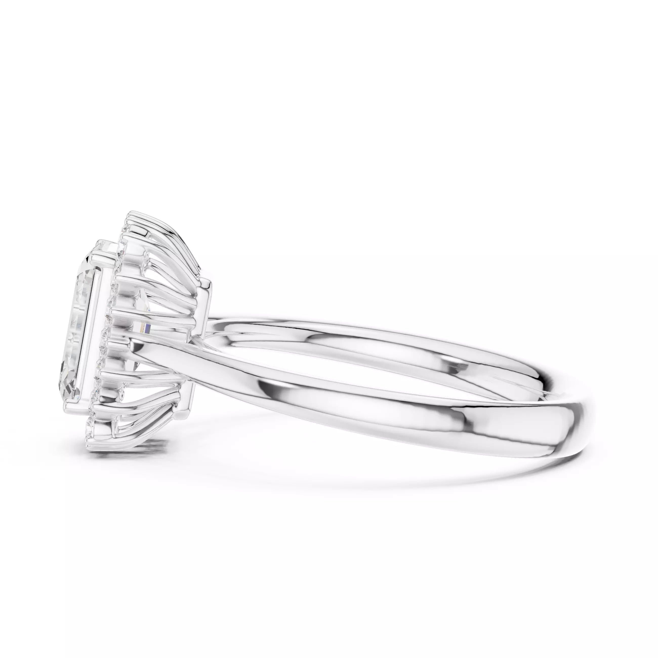 Emerald cut Diamond Halo Engagement Ring