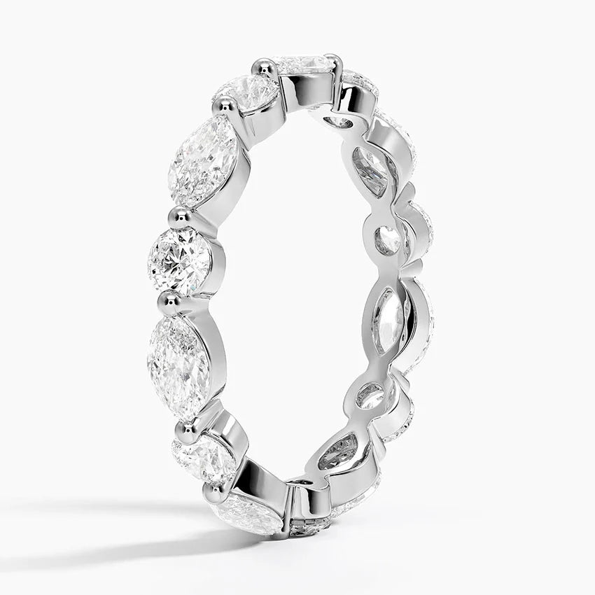 Round And Marquise Diamond Eternity Band Wedding Ring For Women